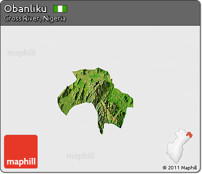 Satellite 3D Map of Obanliku, single color outside