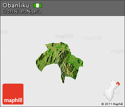 Satellite 3D Map of Obanliku, single color outside