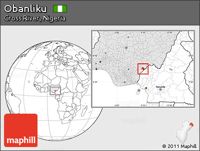 Blank Location Map of Obanliku, highlighted country