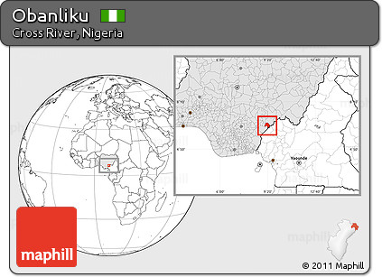 Blank Location Map of Obanliku, highlighted country