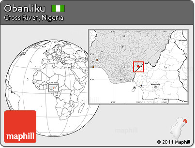 Blank Location Map of Obanliku, highlighted country