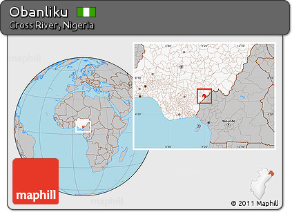 Gray Location Map of Obanliku, highlighted country