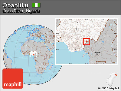 Gray Location Map of Obanliku, highlighted country