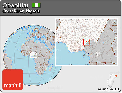 Gray Location Map of Obanliku, highlighted country