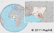 Gray Location Map of Obanliku, highlighted country, highlighted parent region, within the entire country