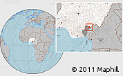 Gray Location Map of Obanliku, highlighted country, highlighted parent region, hill shading