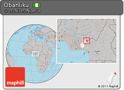 Gray Location Map of Obanliku, highlighted parent region