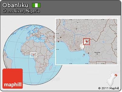 Gray Location Map of Obanliku, highlighted parent region