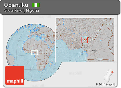 Gray Location Map of Obanliku, hill shading