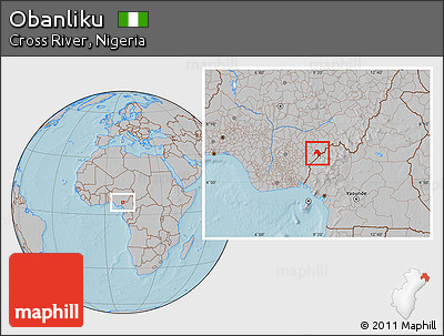 Gray Location Map of Obanliku, hill shading