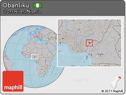 Gray Location Map of Obanliku, hill shading