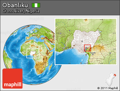 Physical Location Map of Obanliku, highlighted country, highlighted parent region, within the entire country