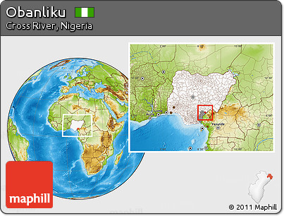 Physical Location Map of Obanliku, highlighted country, highlighted parent region, within the entire country