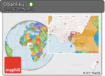Political Location Map of Obanliku, highlighted country, highlighted parent region