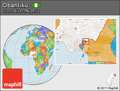 Political Location Map of Obanliku, highlighted country, highlighted parent region