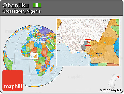 Political Location Map of Obanliku, highlighted country, highlighted parent region