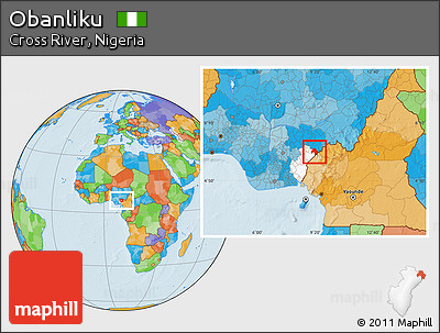 Political Location Map of Obanliku, highlighted parent region