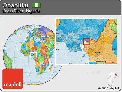 Political Location Map of Obanliku, highlighted parent region