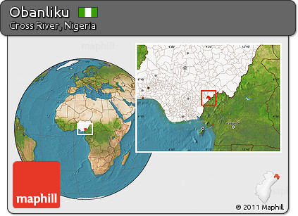 Satellite Location Map of Obanliku, highlighted country