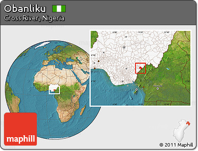 Satellite Location Map of Obanliku, highlighted country