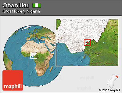 Satellite Location Map of Obanliku, highlighted country