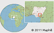 Savanna Style Location Map of Obanliku, highlighted country, within the entire country