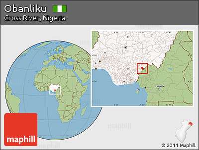 Savanna Style Location Map of Obanliku, highlighted country