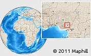 Shaded Relief Location Map of Obanliku, highlighted parent region, within the entire country