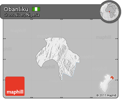 Gray Map of Obanliku, single color outside