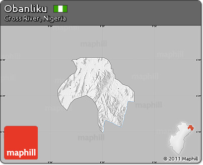 Gray Map of Obanliku, single color outside
