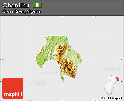 Physical Map of Obanliku, single color outside