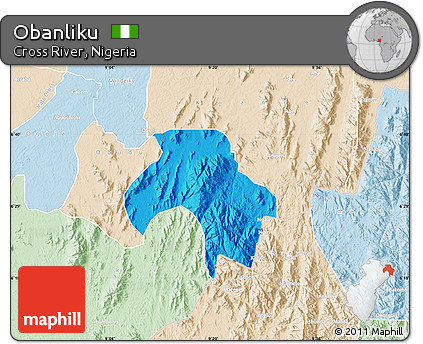 Political Map of Obanliku, lighten