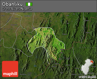 Satellite Map of Obanliku, darken