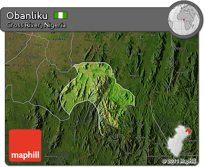 Satellite Map of Obanliku, darken