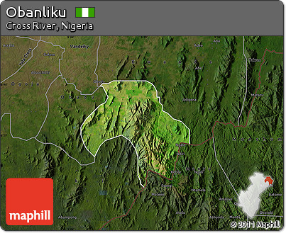 Satellite Map of Obanliku, darken