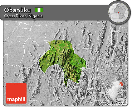 Satellite Map of Obanliku, lighten, desaturated