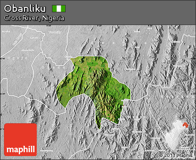 Satellite Map of Obanliku, lighten, desaturated