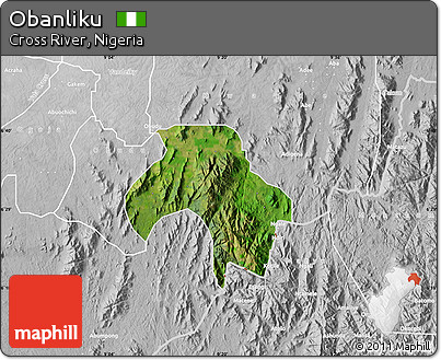 Satellite Map of Obanliku, lighten, desaturated