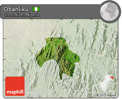 Satellite Map of Obanliku, lighten