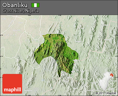 Satellite Map of Obanliku, lighten