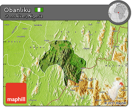 Satellite Map of Obanliku, physical outside