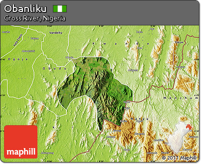 Satellite Map of Obanliku, physical outside