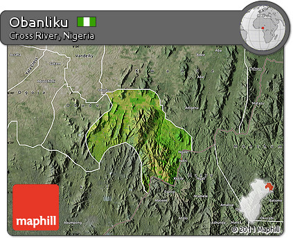 Satellite Map of Obanliku, semi-desaturated