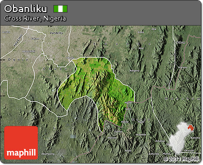 Satellite Map of Obanliku, semi-desaturated