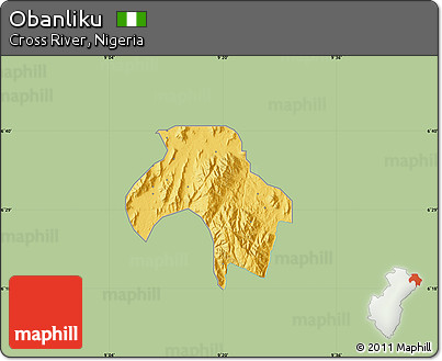 Savanna Style Map of Obanliku, single color outside