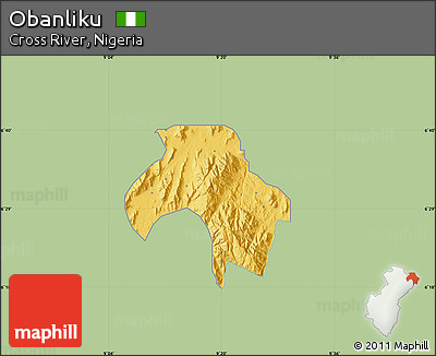 Savanna Style Map of Obanliku, single color outside