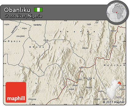 Shaded Relief Map of Obanliku