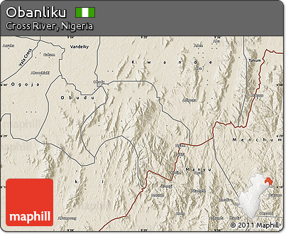 Shaded Relief Map of Obanliku