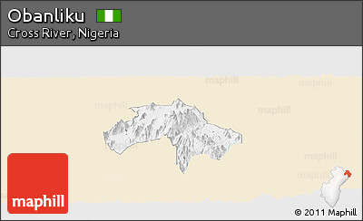 Classic Style Panoramic Map of Obanliku, single color outside
