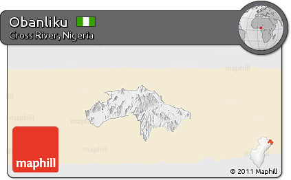 Classic Style Panoramic Map of Obanliku, single color outside